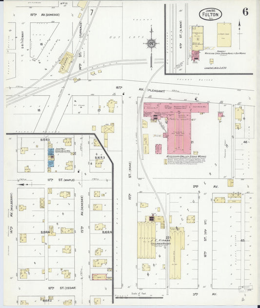 Sanborn Fire Insurance Map from Fulton, Whiteside County, Illinois (1912), Sheet #0006 - Historic Sanborn Fire Insurance Map Print, vintage old map wall art, antique decor, genealogy gift, Illinois Illinois map