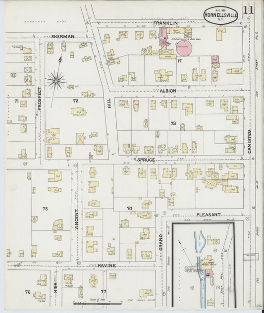 Sanborn Fire Insurance Map from Hornell, Steuben County, New York (1888), Sheet #0011 - Historic Sanborn Fire Insurance Map Print, vintage old map wall art, antique decor, genealogy gift, New York New York map