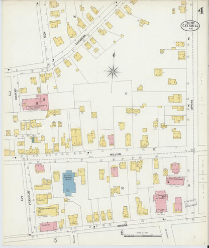 Sanborn Fire Insurance Map from Catskill, Greene County, New York (1903), Sheet #0004 - Historic Sanborn Fire Insurance Map Print, vintage old map wall art, antique decor, genealogy gift, New York New York map