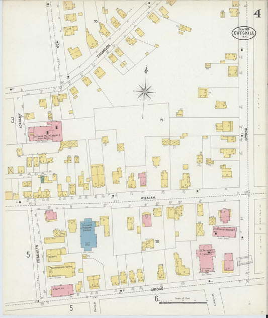 Sanborn Fire Insurance Map from Catskill, Greene County, New York (1903), Sheet #0004 - Historic Sanborn Fire Insurance Map Print, vintage old map wall art, antique decor, genealogy gift, New York New York map