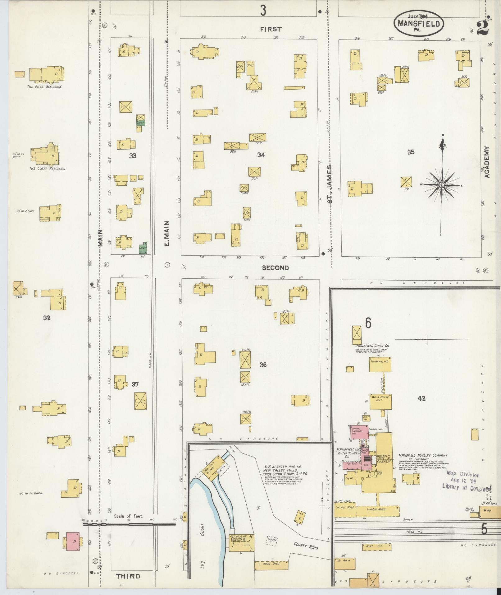 Sanborn Fire Insurance Map from Mansfield, Tioga County, Pennsylvania (1904), Sheet #0002 - Complete Map Set gallery image, historic Sanborn map, vintage wall art, Pennsylvania Pennsylvania
