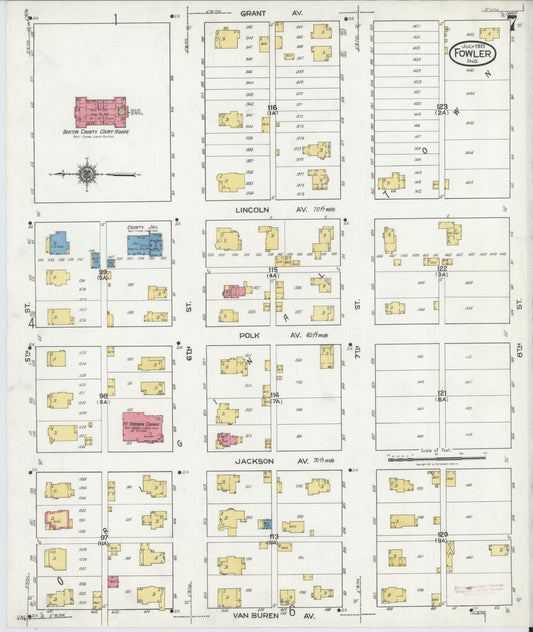 Sanborn Fire Insurance Map from Fowler, Benton County, Indiana (1921), Sheet #0007 - Historic Sanborn Fire Insurance Map Print, vintage old map wall art, antique decor, genealogy gift, Indiana Indiana map