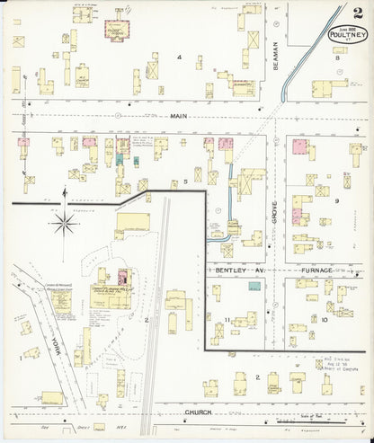 Sanborn Fire Insurance Map from Poultney, Rutland County, Vermont (1892), Sheet #0002 - Complete Map Set gallery image, historic Sanborn map, vintage wall art, Vermont Vermont