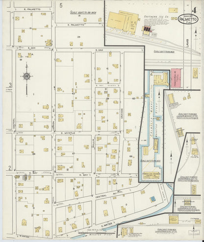 Sanborn Fire Insurance Map from Palmetto, Manatee County, Florida (1917), Sheet #0004 - Complete Map Set gallery image, historic Sanborn map, vintage wall art, Florida Florida
