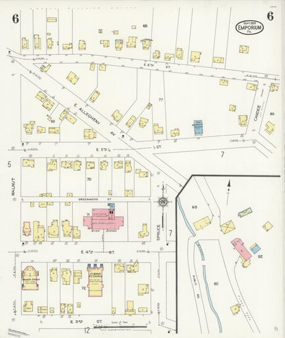 Sanborn Fire Insurance Map from Emporium, Cameron County, Pennsylvania (1925), Sheet #0006 - Complete Map Set gallery image, historic Sanborn map, vintage wall art, Pennsylvania Pennsylvania