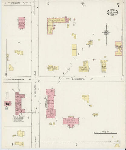 Sanborn Fire Insurance Map from De Land, Volusia County, Florida (1915), Sheet #0007 - Complete Map Set gallery image, historic Sanborn map, vintage wall art, Florida Florida