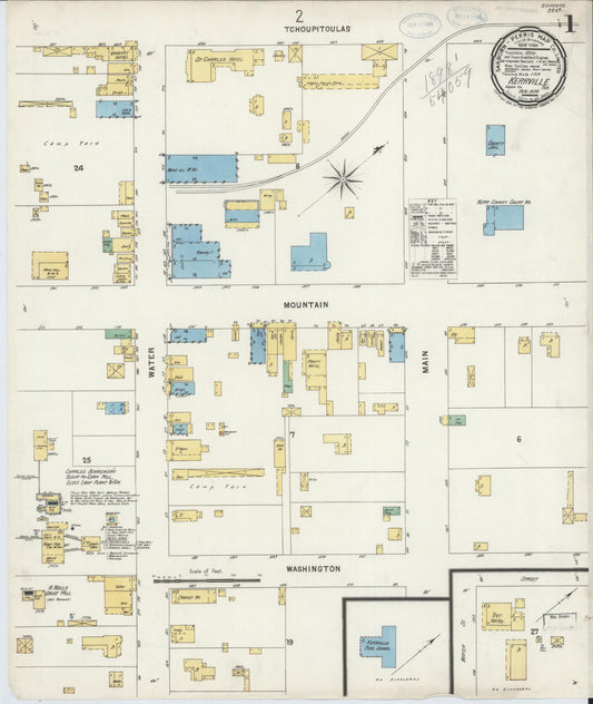 Sanborn Fire Insurance Map from Kerrville, Kerr County, Texas (1898), Sheet #0001 - Complete Map Set gallery image, historic Sanborn map, vintage wall art, Texas Texas
