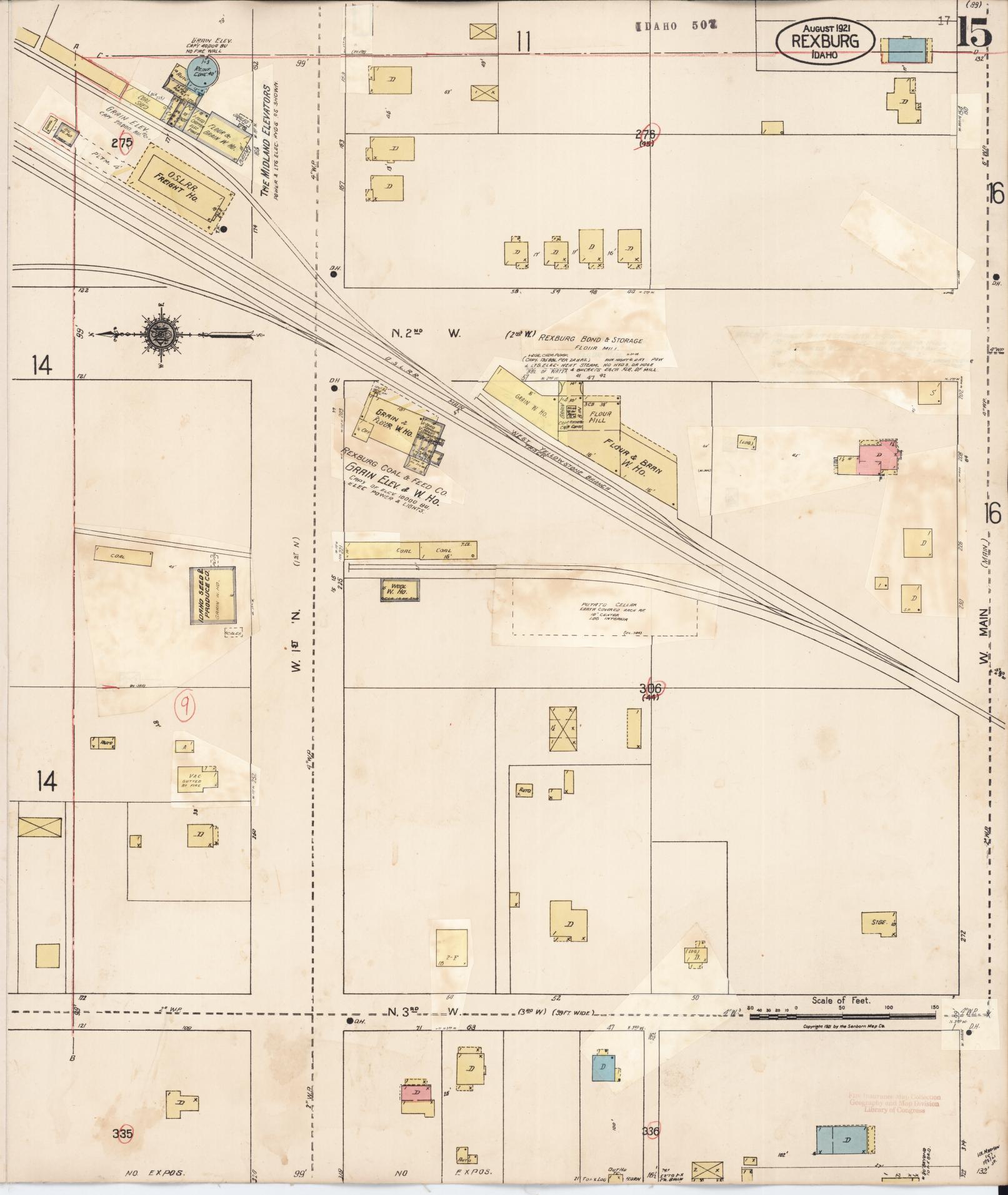 Sanborn Fire Insurance Map from Rexburg, Madison County, Idaho (1943), Sheet #0015 - Historic Sanborn Fire Insurance Map Print, vintage old map wall art, antique decor, genealogy gift, Idaho Idaho map