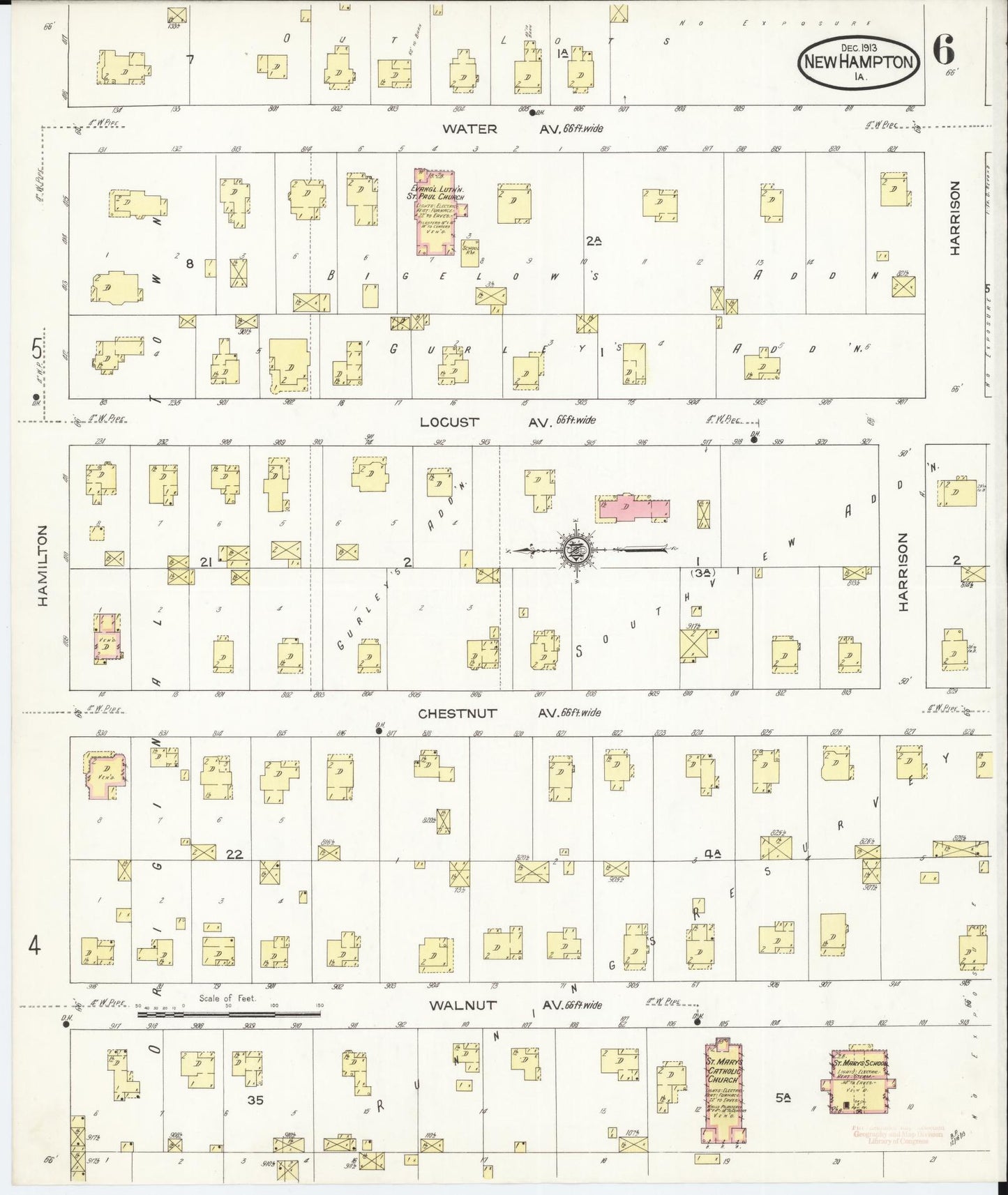 Sanborn Fire Insurance Map from New Hampton, Chickasaw County, Iowa (1913), Sheet #0006 - Historic Sanborn Fire Insurance Map Print
