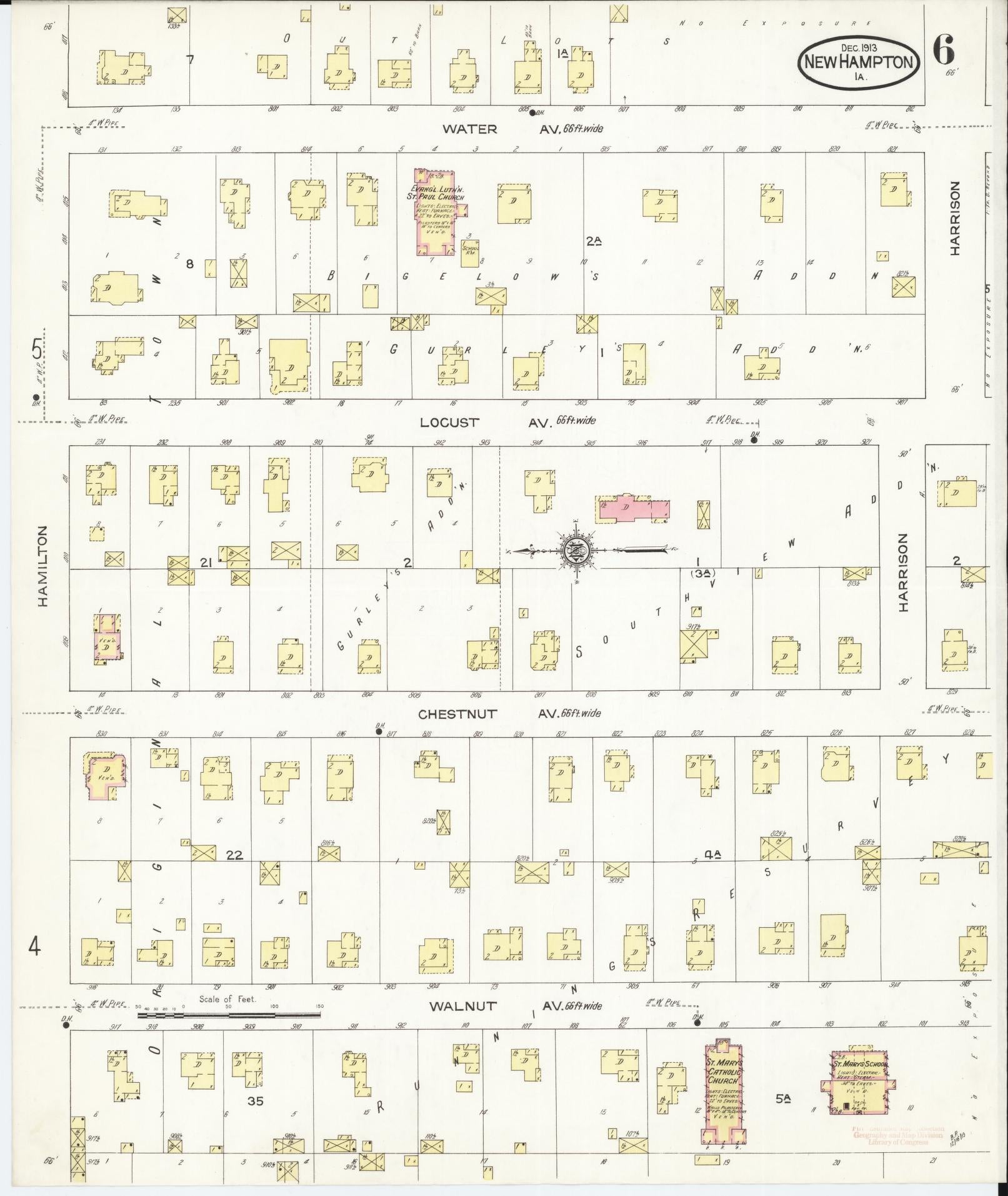 Sanborn Fire Insurance Map from New Hampton, Chickasaw County, Iowa (1913), Sheet #0006 - Historic Sanborn Fire Insurance Map Print
