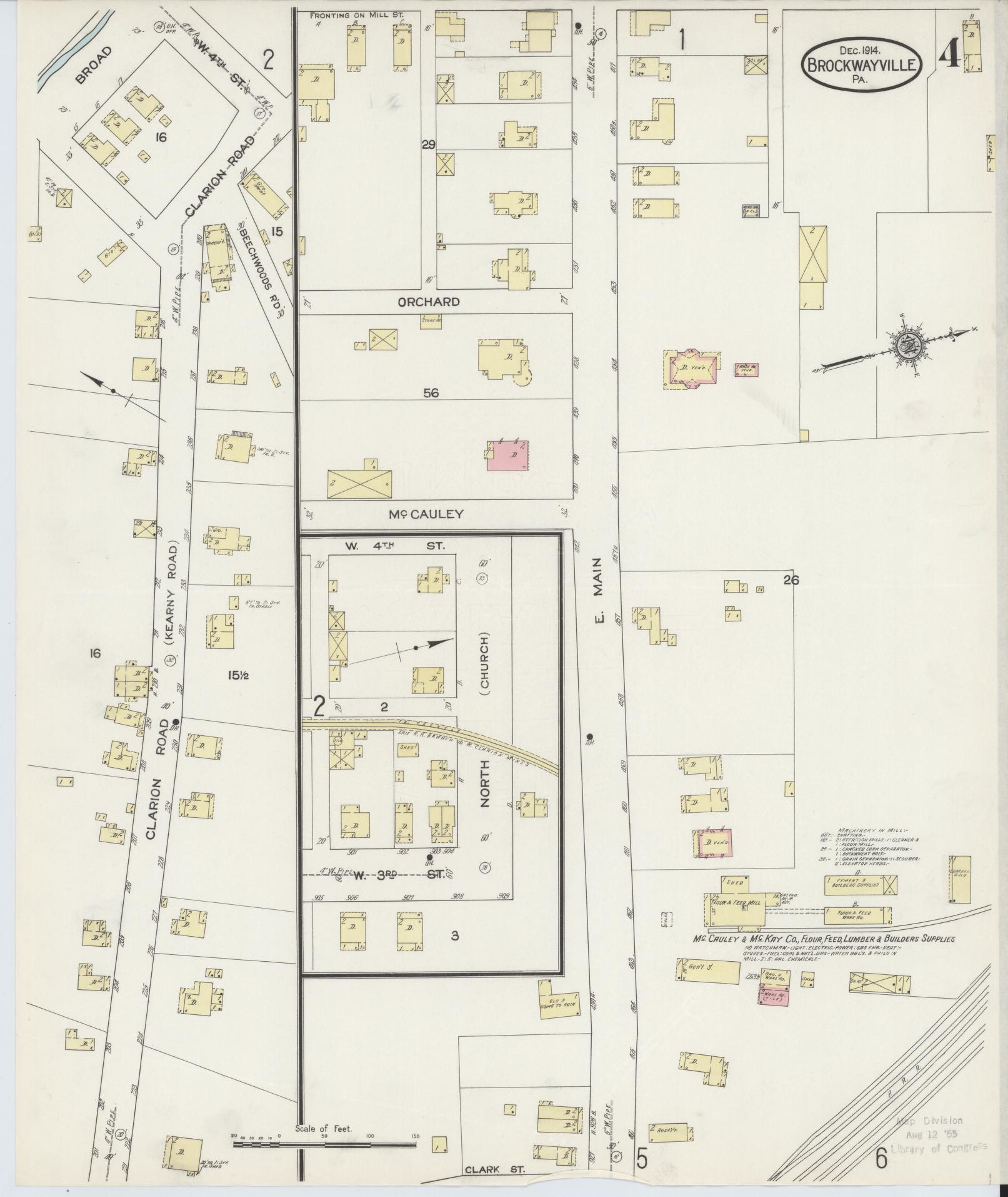 Sanborn Fire Insurance Map from Brockway, Jefferson County, Pennsylvania (1914), Sheet #0004 - Historic Sanborn Fire Insurance Map Print, vintage old map wall art, antique decor, genealogy gift, Pennsylvania Pennsylvania map
