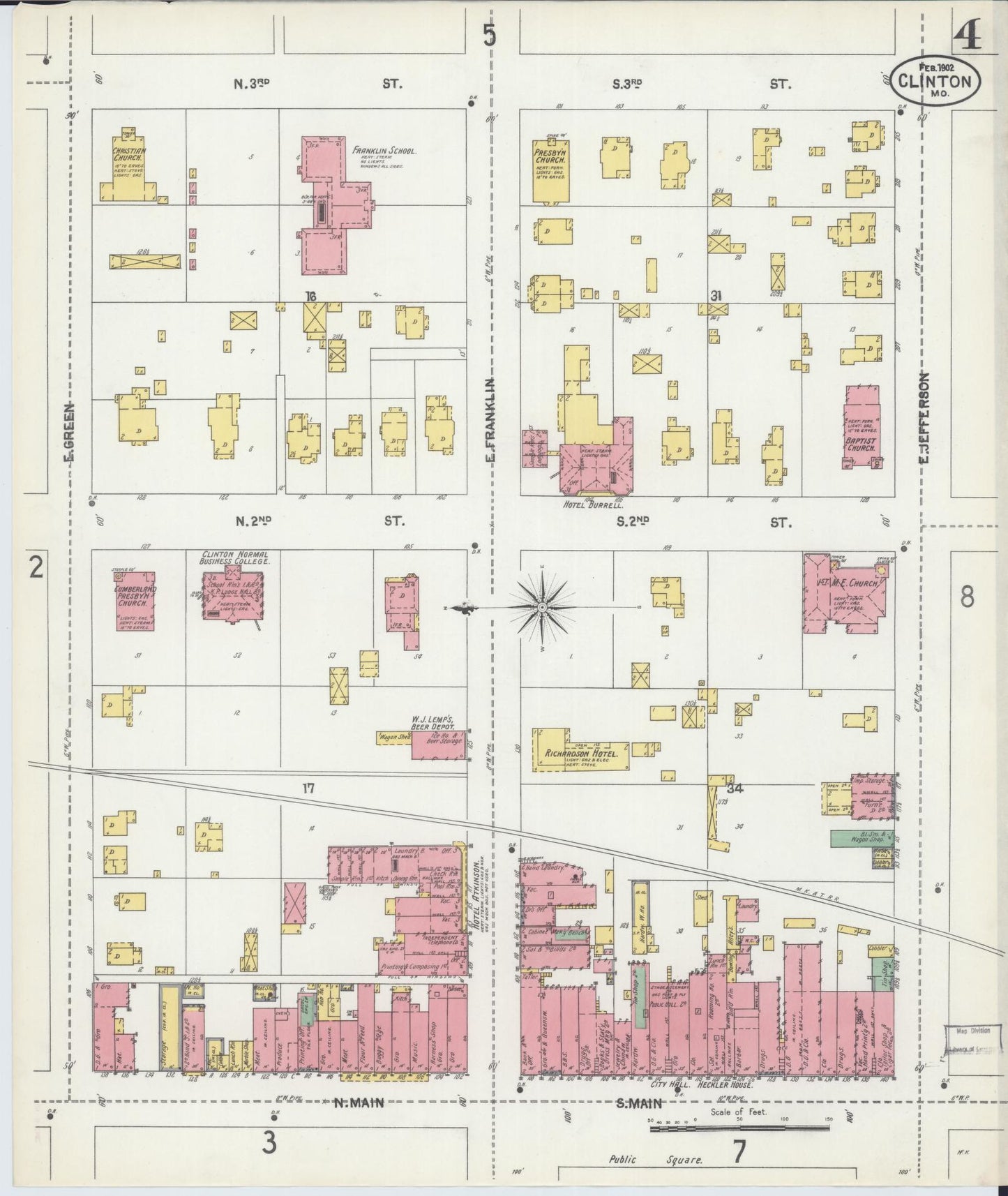 Sanborn Fire Insurance Map from Clinton, Henry County, Missouri (1902), Sheet #0004 - Complete Map Set gallery image, historic Sanborn map, vintage wall art, Missouri Missouri