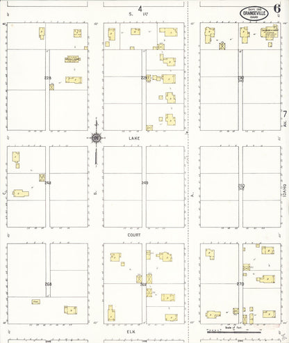 Sanborn Fire Insurance Map from Grangeville, Idaho County, Idaho (1910), Sheet #0006 - Complete Map Set gallery image, historic Sanborn map, vintage wall art, Grangeville Idaho