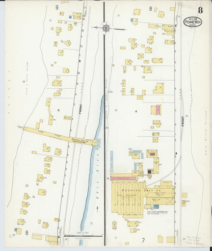 Sanborn Fire Insurance Map from Pomeroy, Meigs County, Ohio (1916), Sheet #0008 - Historic Sanborn Fire Insurance Map Print, vintage old map wall art, antique decor, genealogy gift, Ohio Ohio map