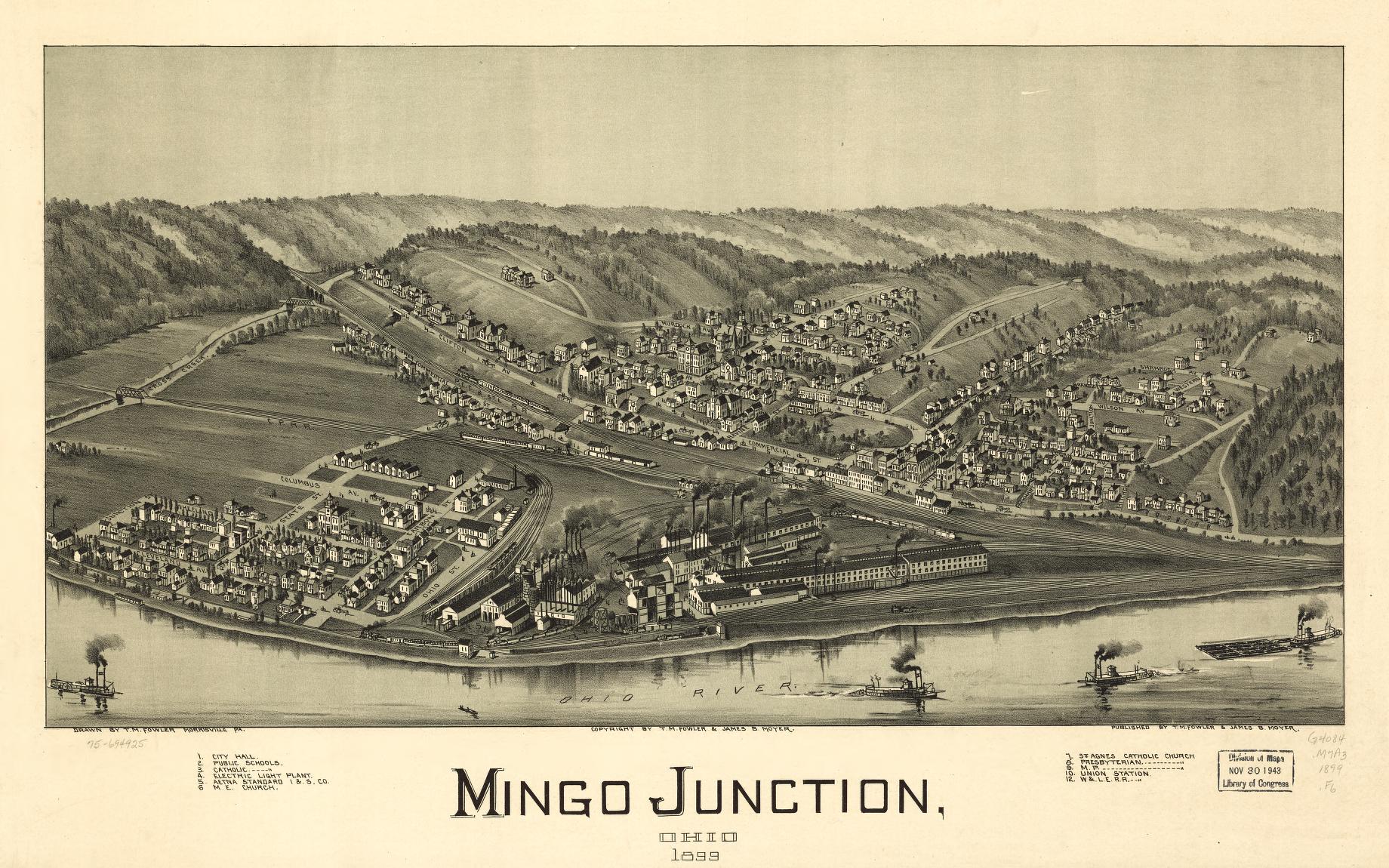 Mingo Junction, Ohio 1899. (1899) – Historic Bird’s-Eye View Panorama Print