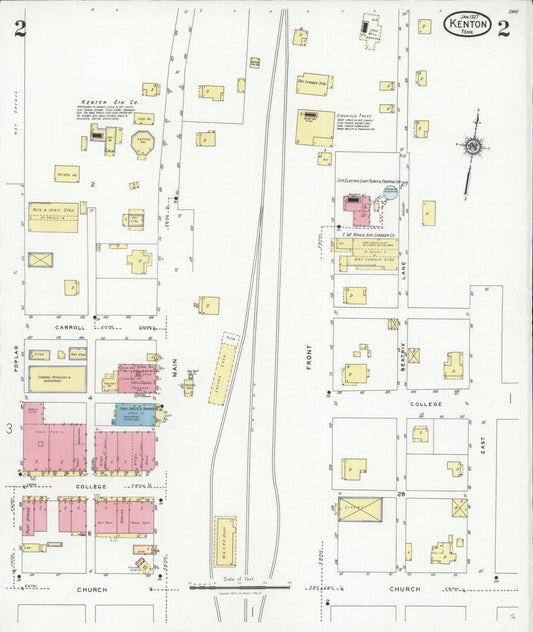 Sanborn Fire Insurance Map from Kenton, Obion And Gibson Counties, Tennessee (1927), Sheet #0002 - Historic Sanborn Fire Insurance Map Print, vintage old map wall art, antique decor, genealogy gift, Tennessee Tennessee map