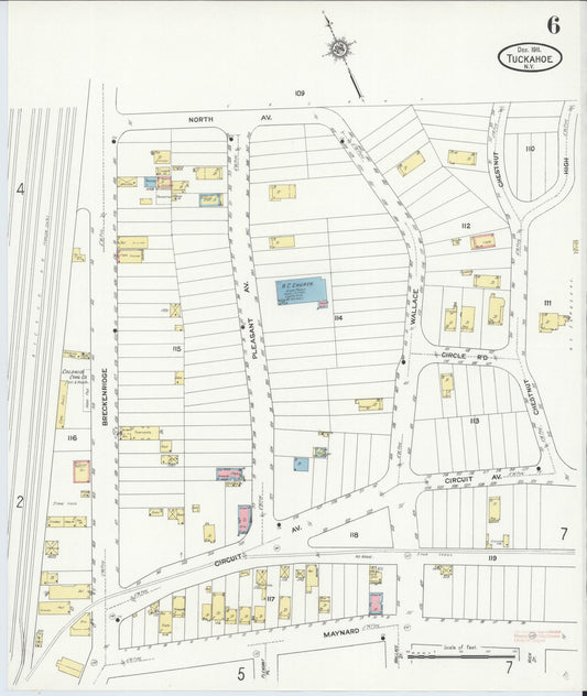 Sanborn Fire Insurance Map from Tuckahoe, Westchester County, New York (1911), Sheet #0006 - Historic Sanborn Fire Insurance Map Print, vintage old map wall art, antique decor, genealogy gift, New York New York map