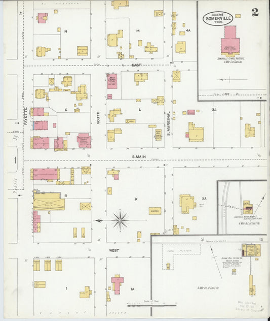 Sanborn Fire Insurance Map from Somerville, Fayette County, Tennessee (1905), Sheet #0002 - Historic Sanborn Fire Insurance Map Print, vintage old map wall art, antique decor, genealogy gift, Tennessee Tennessee map
