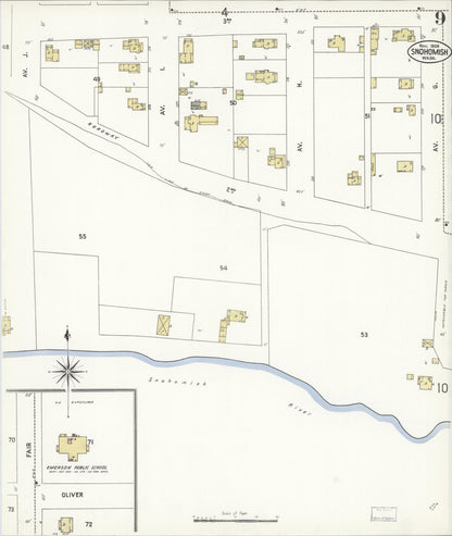 Sanborn Fire Insurance Map from Snohomish, Snohomish County, Washington (1908), Sheet #0009 - Complete Map Set gallery image, historic Sanborn map, vintage wall art, Washington Washington