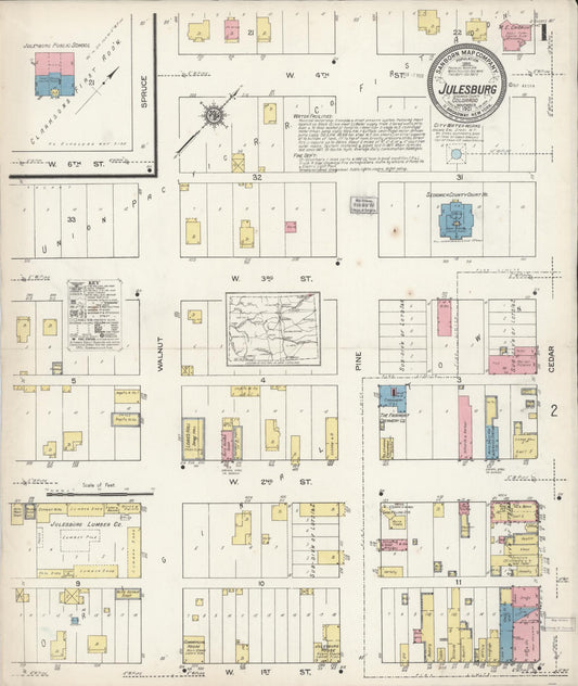 Sanborn Fire Insurance Map from Julesburg, Sedgwick County, Colorado (1921), Sheet #0001 - Historic Sanborn Fire Insurance Map Print, vintage old map wall art, antique decor, genealogy gift, Colorado Colorado map