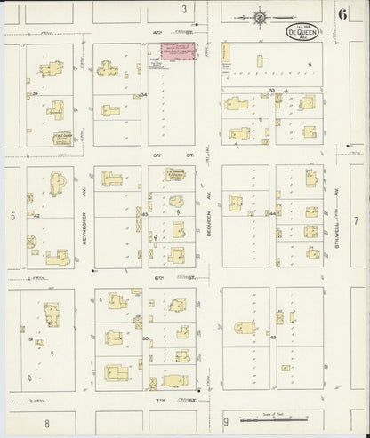 Sanborn Fire Insurance Map from De Queen, Sevier County, Arkansas (1914), Sheet #0006 - Complete Map Set gallery image, historic Sanborn map, vintage wall art, Arkansas Arkansas