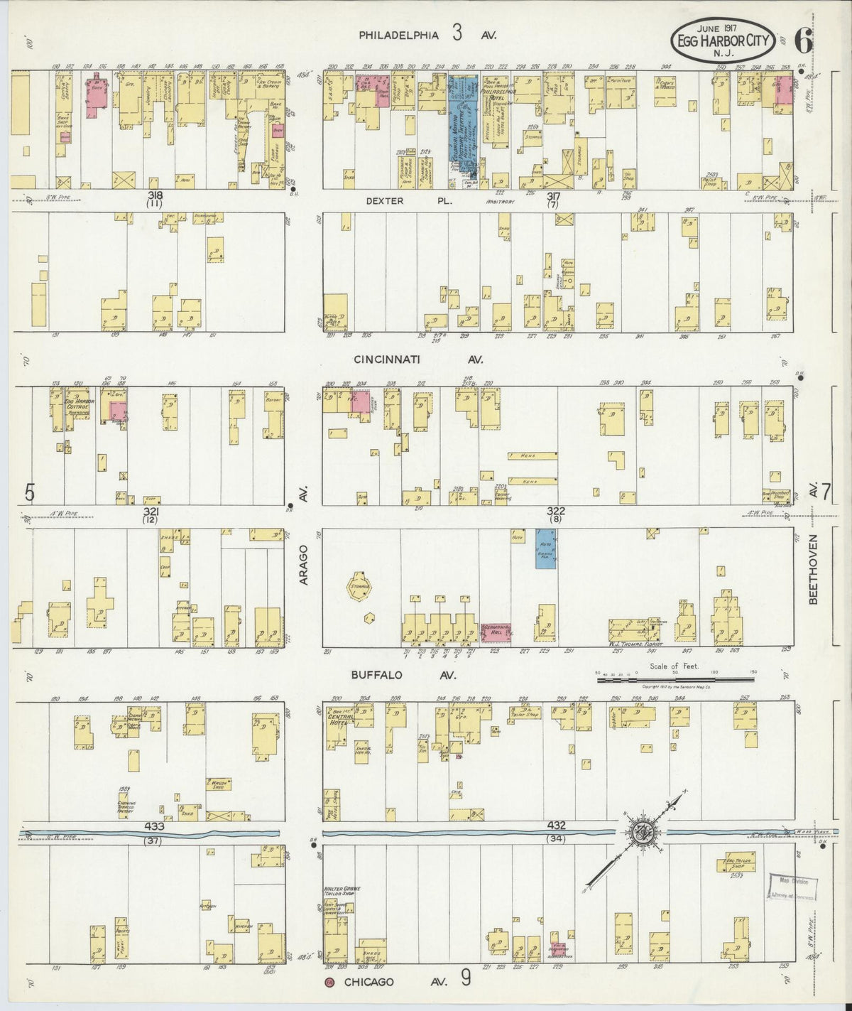 Sanborn Fire Insurance Map from Egg Harbor City, Atlantic County, New Jersey (1917), Sheet #0006 - Complete Map Set gallery image, historic Sanborn map, vintage wall art, New Jersey New Jersey