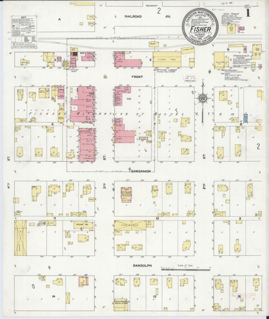 Sanborn Fire Insurance Map from Fisher, Champaign County, Illinois (1911), Sheet #0001 - Historic Sanborn Fire Insurance Map Print, vintage old map wall art, antique decor, genealogy gift, Illinois Illinois map