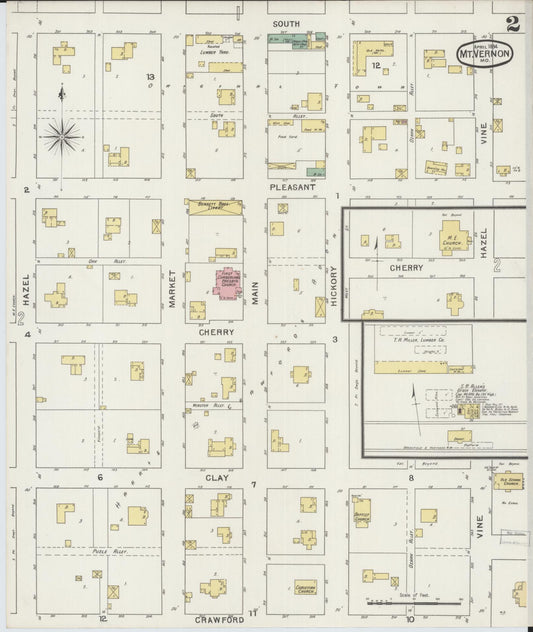 Sanborn Fire Insurance Map from Mount Vernon, Lawrence County, Missouri (1894), Sheet #0002 - Historic Sanborn Fire Insurance Map Print, vintage old map wall art, antique decor, genealogy gift, Missouri Missouri map