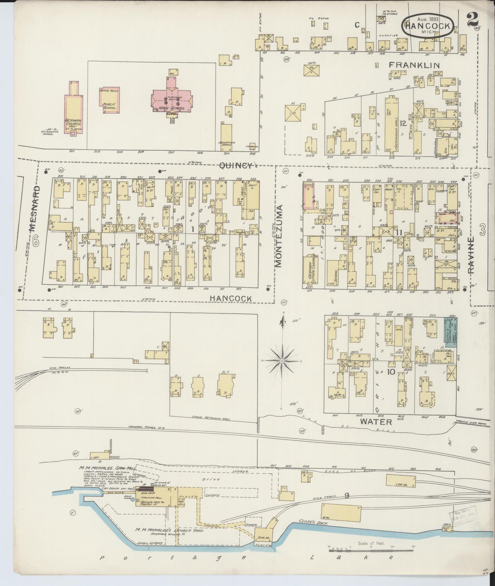 Sanborn Fire Insurance Map from Houghton, Houghton County, Michigan (1893), Sheet #0002 - Complete Map Set gallery image, historic Sanborn map, vintage wall art, Michigan Michigan