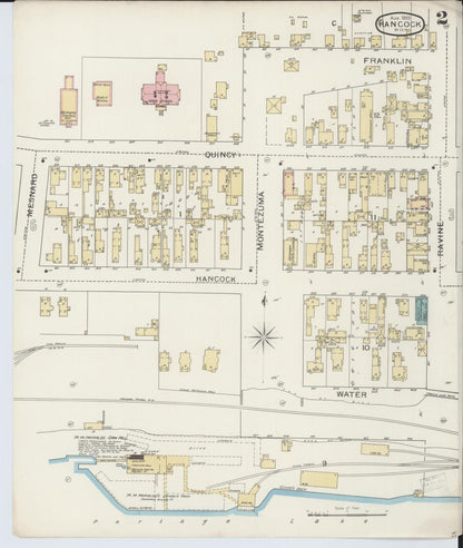 Sanborn Fire Insurance Map from Houghton, Houghton County, Michigan (1893), Sheet #0002 - Complete Map Set gallery image, historic Sanborn map, vintage wall art, Michigan Michigan