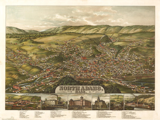 North Adams, Mass. (1881) – Historic Bird’s-Eye View Panorama Print