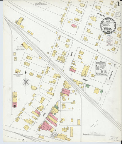 Sanborn Fire Insurance Map from Creston, Wayne County, Ohio (1900), Sheet #0001 - Complete Map Set gallery image, historic Sanborn map, vintage wall art, Ohio Ohio
