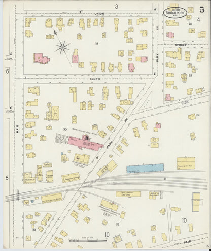 Sanborn Fire Insurance Map from Brockport, Monroe County, New York (1898), Sheet #0005 - Historic Sanborn Fire Insurance Map Print, vintage old map wall art, antique decor, genealogy gift, New York New York map