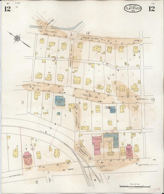 Sanborn Fire Insurance Map from Flat River, Saint Francois County, Missouri (1938), Sheet #0012 - Historic Sanborn Fire Insurance Map Print, vintage old map wall art, antique decor, genealogy gift, Missouri Missouri map
