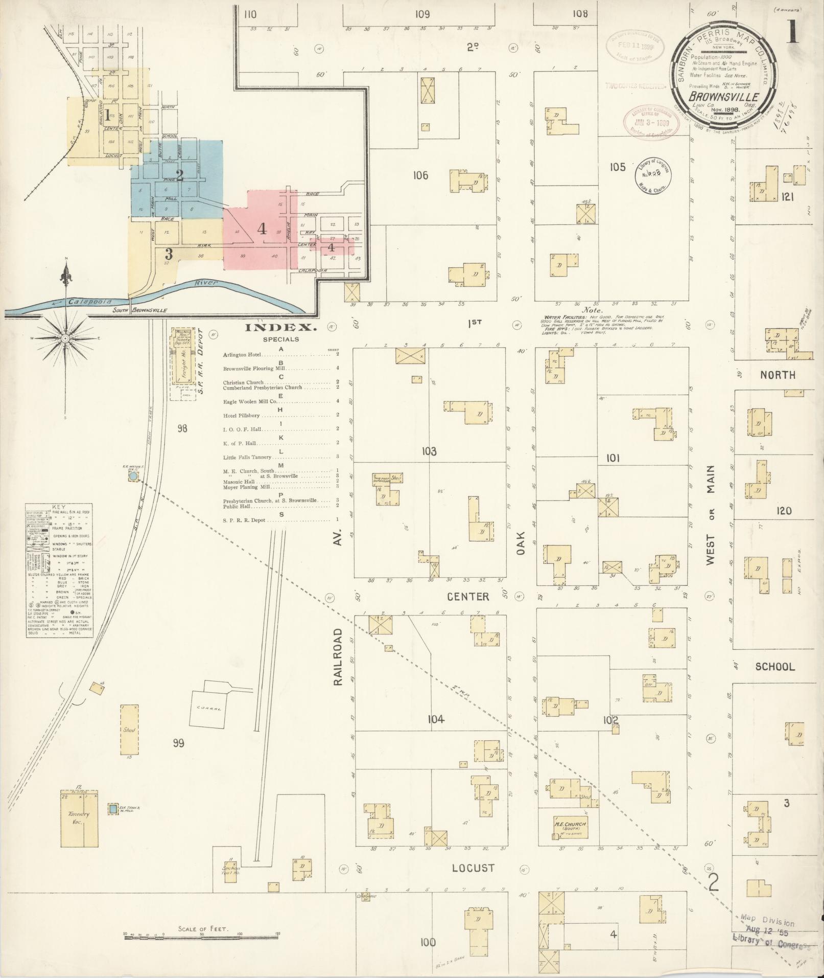 Sanborn Fire Insurance Map from Brownsville, Linn County, Oregon (1898), Sheet #0001 - Complete Map Set gallery image, historic Sanborn map, vintage wall art, Oregon Oregon