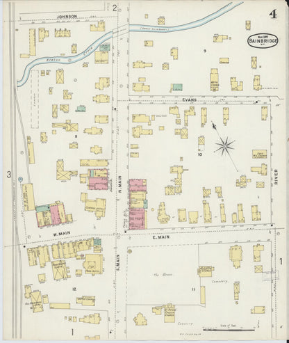 Sanborn Fire Insurance Map from Bainbridge, Chenango County, New York (1897), Sheet #0004 - Historic Sanborn Fire Insurance Map Print, vintage old map wall art, antique decor, genealogy gift, New York New York map