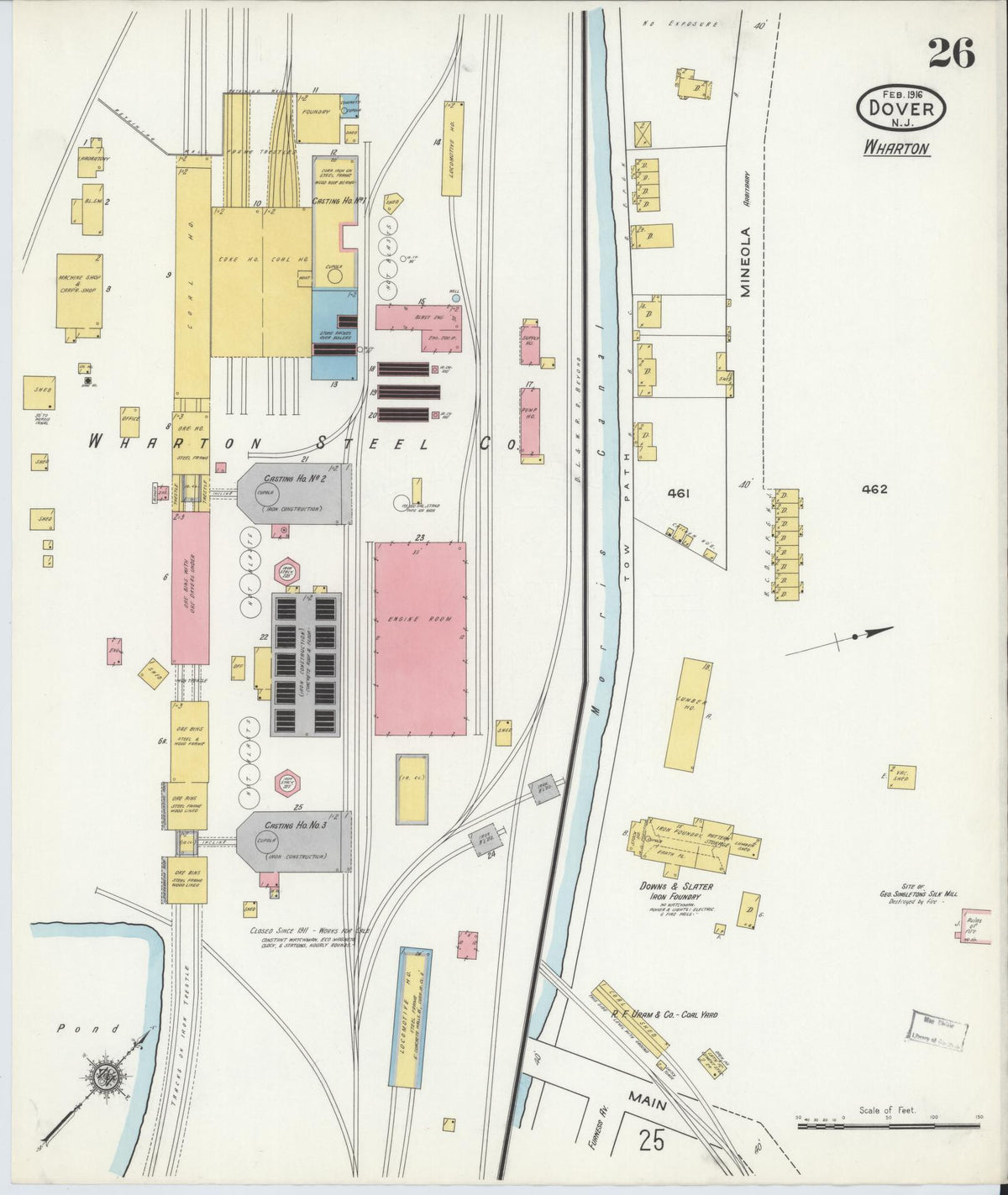 Sanborn Fire Insurance Map from Dover, Morris County, New Jersey (1916), Sheet #0026 - Complete Map Set gallery image, historic Sanborn map, vintage wall art, New Jersey New Jersey