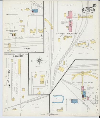 Sanborn Fire Insurance Map from Ishpeming, Marquette County, Michigan (1892), Sheet #0012 - Complete Map Set gallery image, historic Sanborn map, vintage wall art, Michigan Michigan