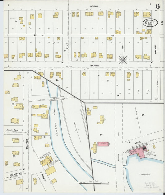 Sanborn Fire Insurance Map from Kent, Portage County, Ohio (1904), Sheet #0006 - Historic Sanborn Fire Insurance Map Print, vintage old map wall art, antique decor, genealogy gift, Ohio Ohio map