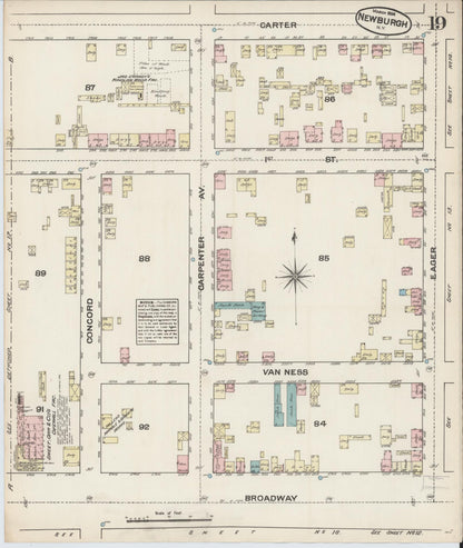 Sanborn Fire Insurance Map from Newburgh, Orange County, New York (1884), Sheet #0019 - Complete Map Set gallery image, historic Sanborn map, vintage wall art, New York New York