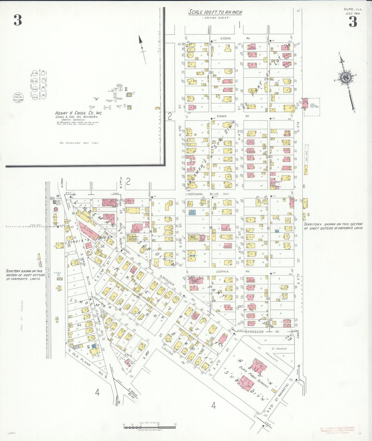 Sanborn Fire Insurance Map from Dupo, Saint Clair County, Illinois (1941), Sheet #0003 - Complete Map Set gallery image, historic Sanborn map, vintage wall art, Illinois Illinois
