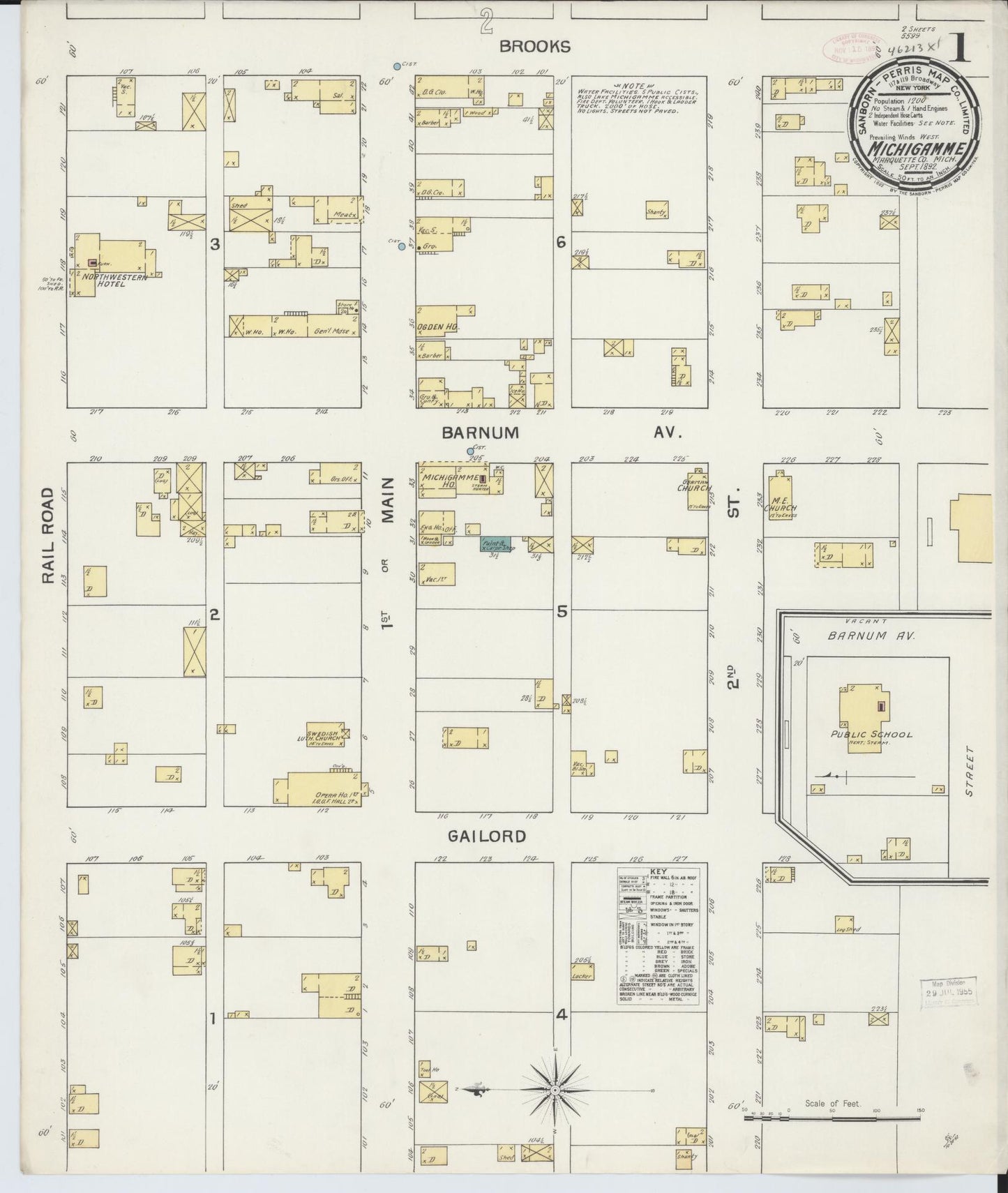 Sanborn Fire Insurance Map from Michigamme, Marquette County, Michigan (1892), Sheet #0001 - Complete Map Set gallery image, historic Sanborn map, vintage wall art, Michigan Michigan
