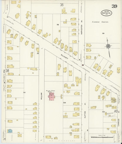 Sanborn Fire Insurance Map from Batavia, Genesee County, New York (1912), Sheet #0039 - Complete Map Set gallery image, historic Sanborn map, vintage wall art, New York New York