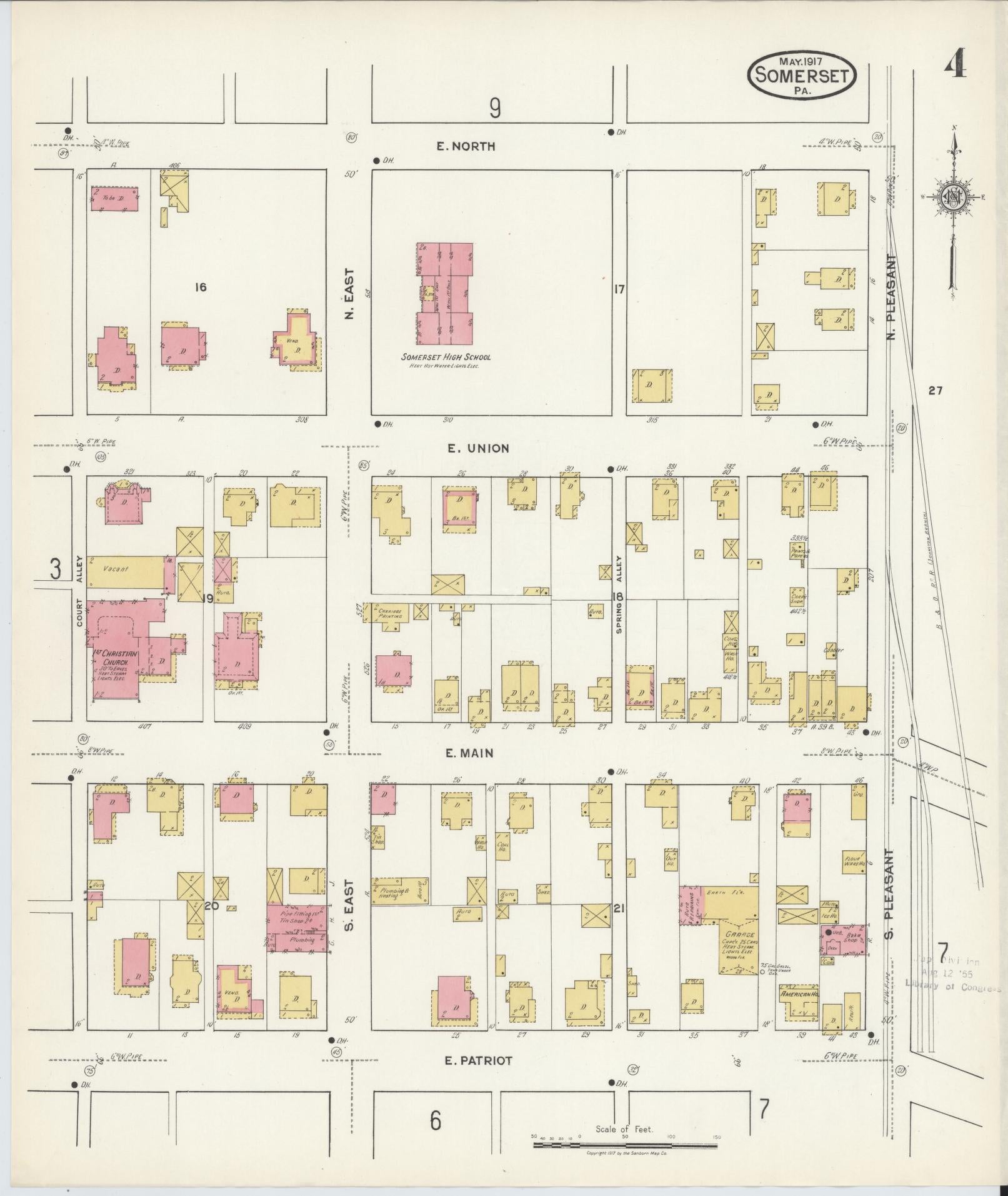 Sanborn Fire Insurance Map from Somerset, Somerset County, Pennsylvania (1917), Sheet #0004 - Complete Map Set gallery image, historic Sanborn map, vintage wall art, Pennsylvania Pennsylvania