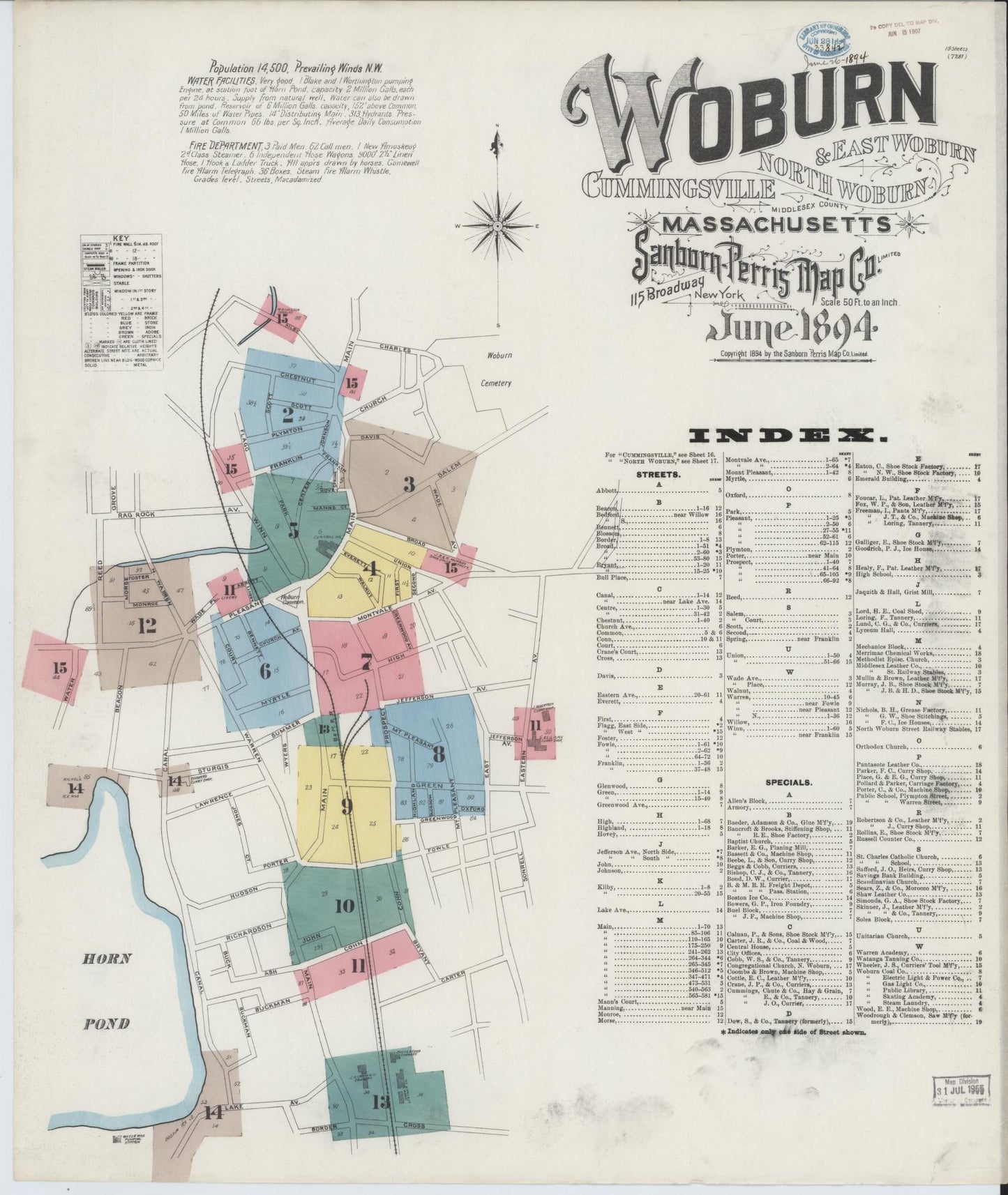 Sanborn Fire Insurance Map from Woburn, Middlesex County, Massachusetts. (1894) – Historic Sanborn Fire Insurance Map Print