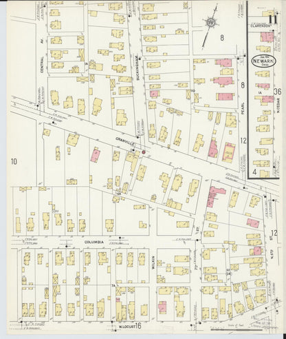 Sanborn Fire Insurance Map from Newark, Licking County, Ohio (1912), Sheet #0011 - Complete Map Set gallery image, historic Sanborn map, vintage wall art, Ohio Ohio