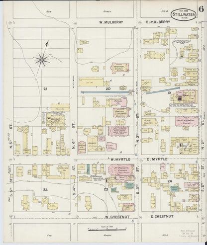 Sanborn Fire Insurance Map from Stillwater, Washington County, Minnesota (1888), Sheet #0006 - Historic Sanborn Fire Insurance Map Print, vintage old map wall art, antique decor, genealogy gift, Minnesota Minnesota map