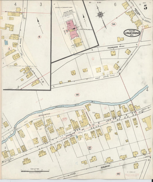 Sanborn Fire Insurance Map from Lonaconing, Allegany County, Maryland (1943), Sheet #0005 - Historic Sanborn Fire Insurance Map Print, vintage old map wall art