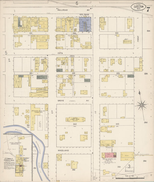 Sanborn Fire Insurance Map from Shelton, Mason County, Washington (1910), Sheet #0007 - Historic Sanborn Fire Insurance Map Print, vintage old map wall art, antique decor, genealogy gift, Washington Washington map