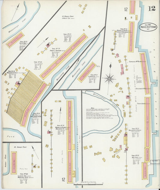 Sanborn Fire Insurance Map from Haverstraw, Rockland County, New York (1903), Sheet #0012 - Historic Sanborn Fire Insurance Map Print, vintage old map wall art, antique decor, genealogy gift, New York New York map